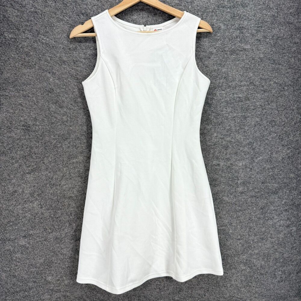 New Wiholl Dress Women S Small White Sheath Midi Zipper Sleeveless Cotton Casual